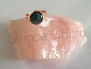 Nastavitelný růžový prsten se syntetickým opálem (BP133)