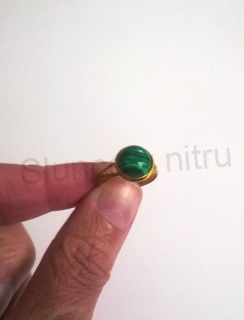 Nastavitelný zlatý minerální prsten Malachit (X242)