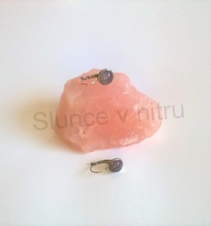 Minerální stříbrné ametystové náušnice 10 x 10 mm (X247)