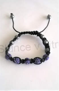 Náramek shamballa s pave korálků Swarovski fialové (BC439)