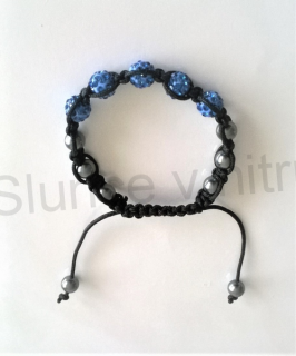 Náramek shamballa s pave korálků Swarovski modré (BC442)