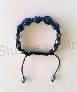 Náramek shamballa s pave korálků Swarovski tmavě modré (BC444)