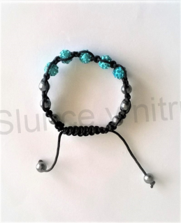 Náramek shamballa s pave korálků Swarovski světle modré (BC445)