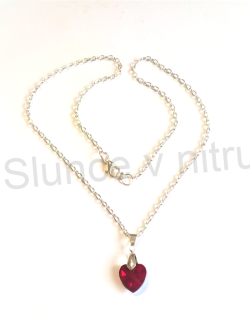 Postříbřený náhrdelník s rakouským křišťálovým srdcem Swarovski(BD228)