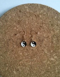 Dlouhé náušnice Jin a Jang chirurgická ocel (BB316)