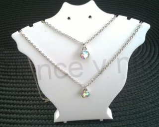 Dvojitý stříbrný náhrdelník se dvěma kamínky (BD230)