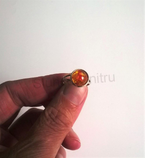 Nastavitelný stříbrný minerální prsten  s Jantarem (X253)
