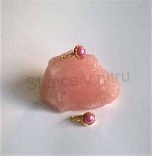 Zlaté náušnice s  perleťovou perlou (BB337)