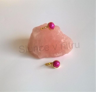 Zlaté náušnice s  perleťovou perlou (BB340)