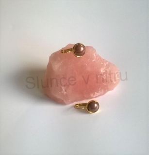 Zlaté náušnice s  perleťovou perlou (BB341)