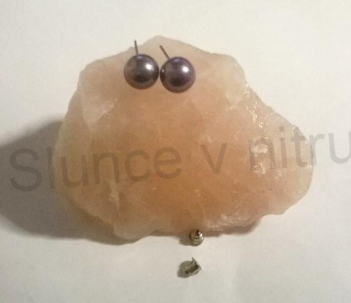 Puzetové náušnice z chirurgické oceli tmavě fialové 6 x 15,6 mm (BB352)