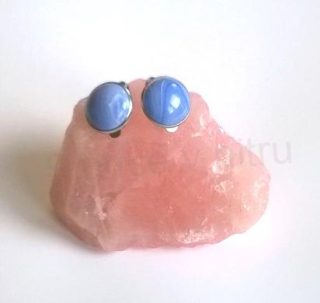 Minerální náušnice klipsy s chalcedonem, kabošon 16 mm – chirurgická ocel (X260)