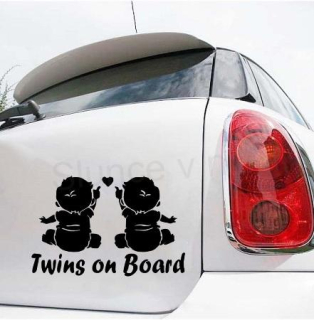 Samolepky na auto Dítě v autě Dvojčata 3D (E168)