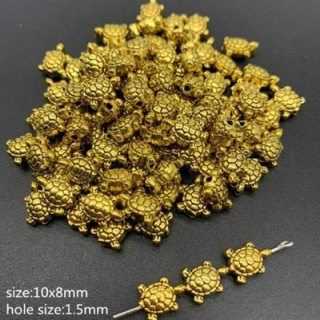 Přívěsek želva – zlatý, 10 × 8 mm (AA277)