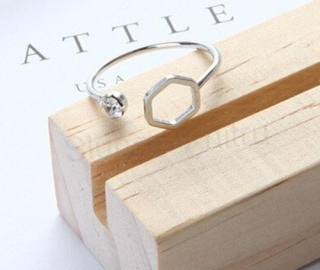 Otevřený geometrický prsten se zirkonem (BP261)