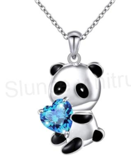 Postříbřený náhrdelník s přívěskem medvídek s modrým zirkonem (BD231)