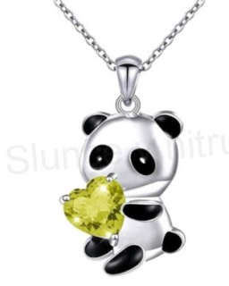 Postříbřený náhrdelník s přívěskem medvídek se žlutým zirkonem (BD231)