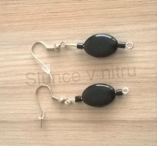 Dlouhé visací náušnice černé z chirulgické oceli (BB360)