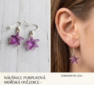 Dlouhé náušnice hvězda fialové (BB363)