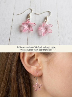Dlouhé náušnice hvězda růžové (BB363)