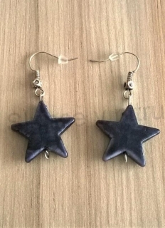 Visací hvězdičkové černé náušnice z chirurgické oceli (BB380)