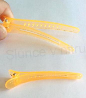 Spona, pineta do vlasů se zoubky čirá oranžová (H23)