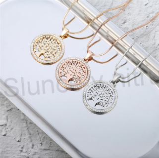 Pozlacený náhrdelník se zirkony a přívěškem - strom života (BD238)