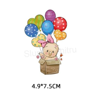 Samolepicí nažehlovací nášivky kuřátko s balónky (C391)