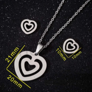 Souprava šperků z chirurgické oceli srdce  (BS57)