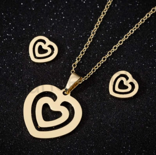 Souprava šperků z chirurgické oceli srdce (BS58)