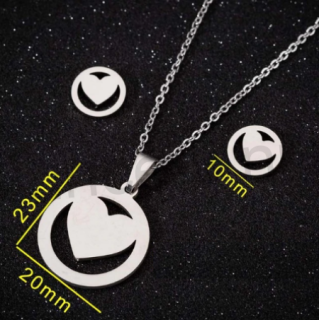 Souprava šperků z chirurgické oceli srdce (BS60)