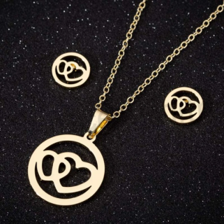 Souprava šperků z chirurgické oceli srdce (BS61)