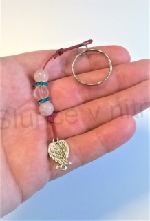 Přívěsek na klíče - minerální s andělskými křídly (D223)