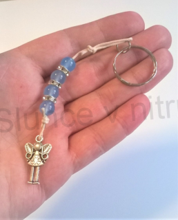 Přívěsek na klíče - minerální s andílkem (D229)