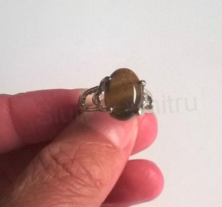 Minerální prsten s tygřím okem postříbřeno (X283)