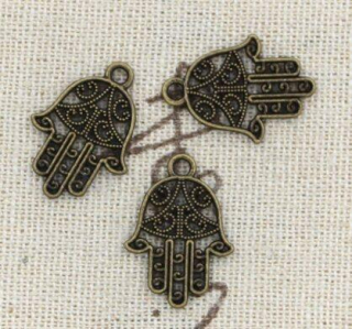 Přívěšek Ruka Fatimy, hamsa - starobronz 21 x 15 mm (AA34)