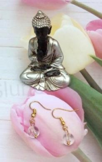 Minerální pozlenacé náušnice Kříšťálové (X309)