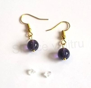 Minerální pozlacené náušnice Ametystové  (X310)