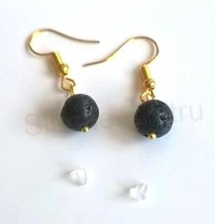 Minerální pozlacené náušnice Lávové  (X312)