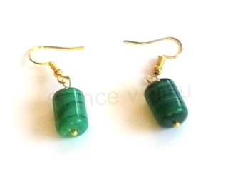 Minerální pozlacené náušnice Malachitové (X314)