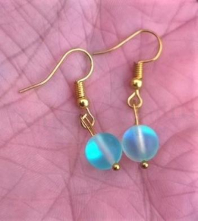 Minerální pozlacené náušnice Měsiční kámen (X316)