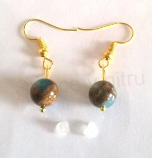 Minerální pozlacené náušnice Safírové (X319)