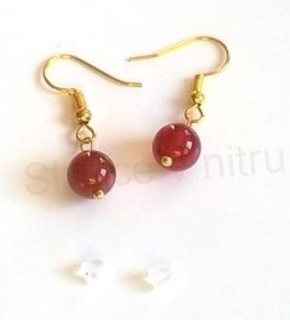 Minerální pozlacené náušnice Karneol (X320)