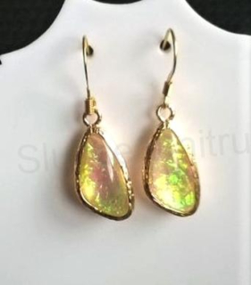 Minerální pozlacené náušnice Opálové (X322)