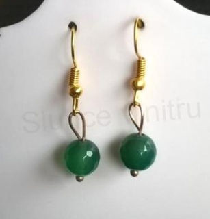 Minerální pozlacené náušnice Achátové fazetované 8,2 x 8,2 mm (X324)
