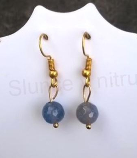 Minerální pozlacené náušnice Achátové fazetované 8,2 x 8,2 mm (X325)