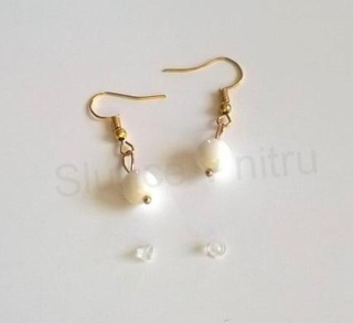Minerální pozlacené náušnice  Bílý Korál (X329)