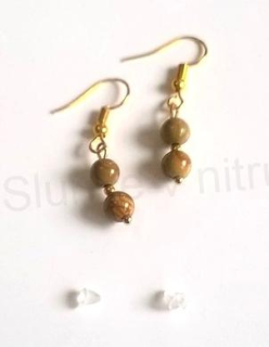 Minerální pozlacené náušnice Jaspisové (X330)