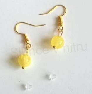 Minerální pozlacené náušnice Nefritové Citronové (X331)