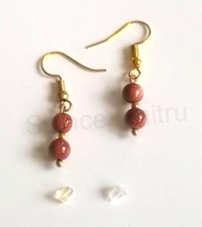 Minerální pozlacené náušnice Aventurýnové Zlaté 6 mm (332)